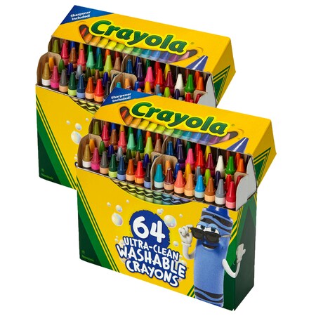 Ultra-Clean Washable Crayons - Regular Size, 64 Count, PK2